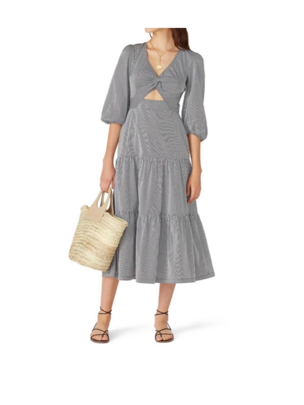 PARKER Marzia Striped Cutout Midi Dress